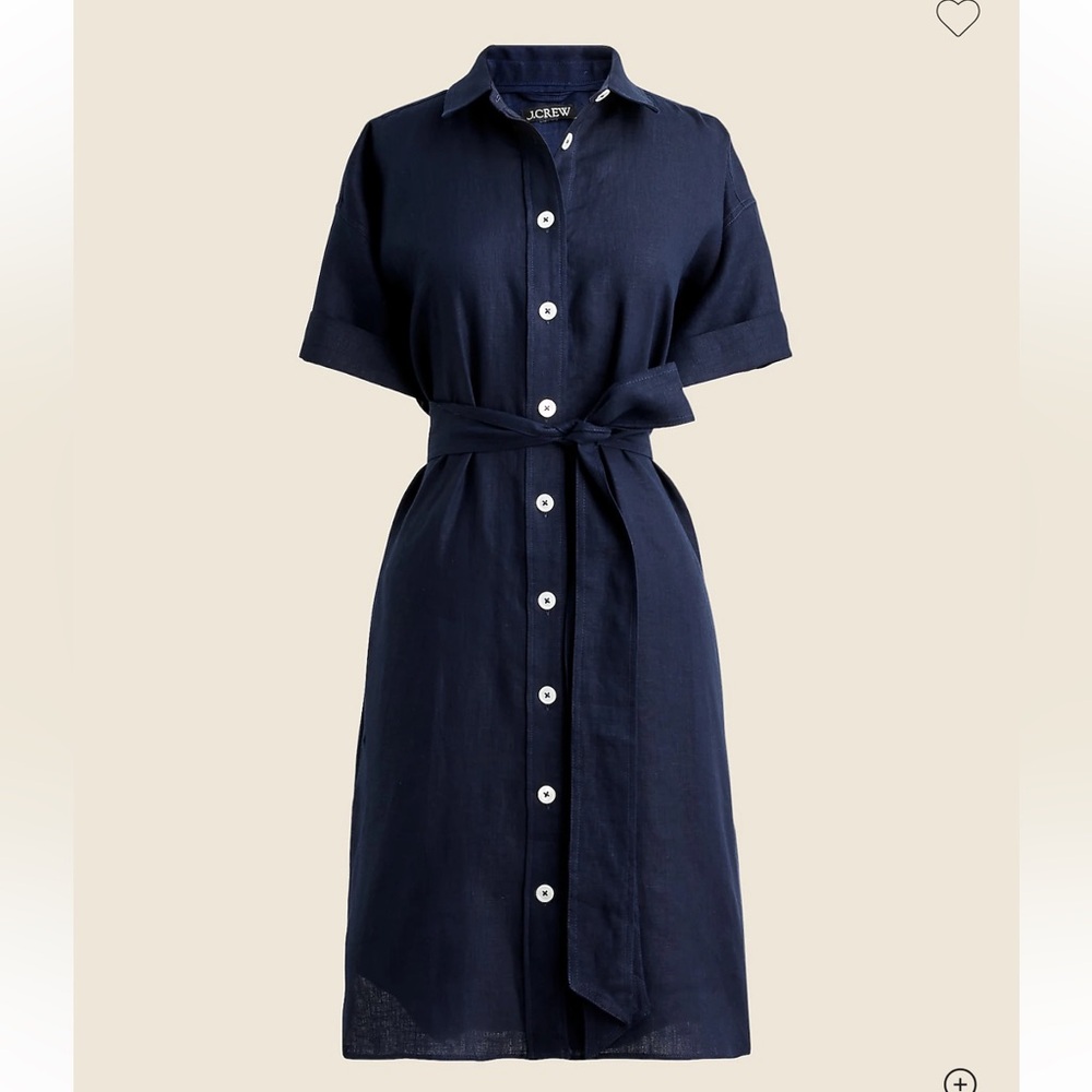 J. Crew Linen Capitaine Shirt-dress in Navy, Size L